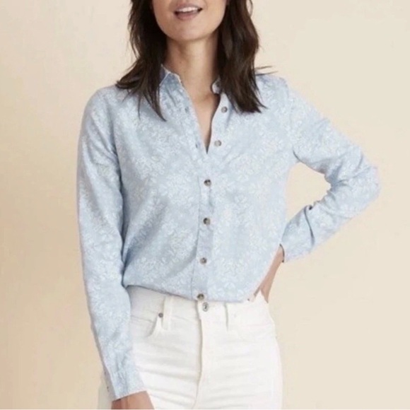Marine Layer NWT Carlin Blue Fog Bandana Print Long Sleeve Button Up Shirt Sz S - Picture 1 of 8